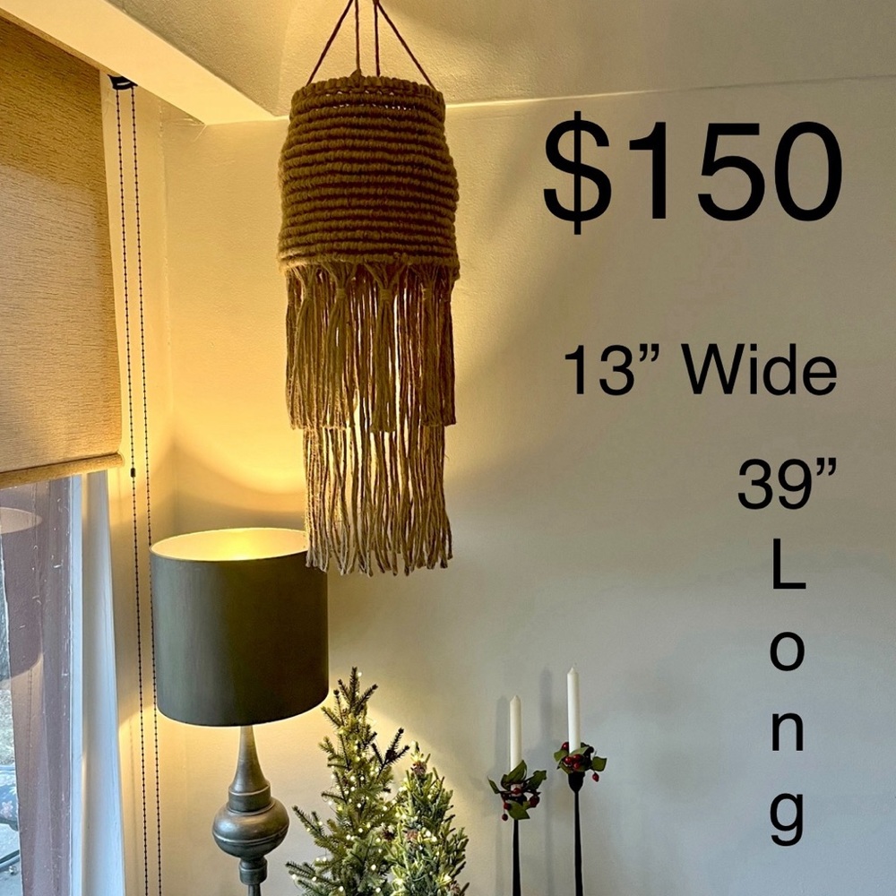 SALE.  Newly made jute light pendant.